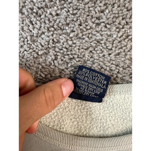 VINTAGE Maine Sweatshirt Womens Large Green Blue Tree Line Pullover Ladies FLAW - Picture 6 of 11